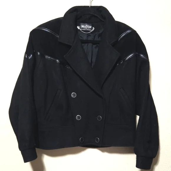 Braetan Vintage Union Made Double Breasted Cropped Jacket Suede Accents Size Med - Picture 15 of 15